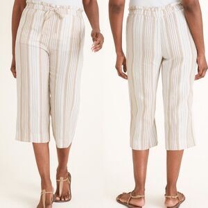 Chico’s‎ striped linen cropped pants